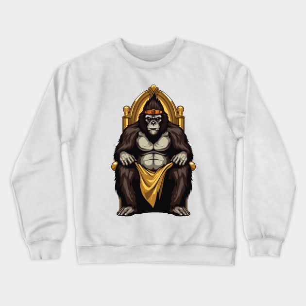 Gorilla on a golden throne Crewneck Sweatshirt by maasPat